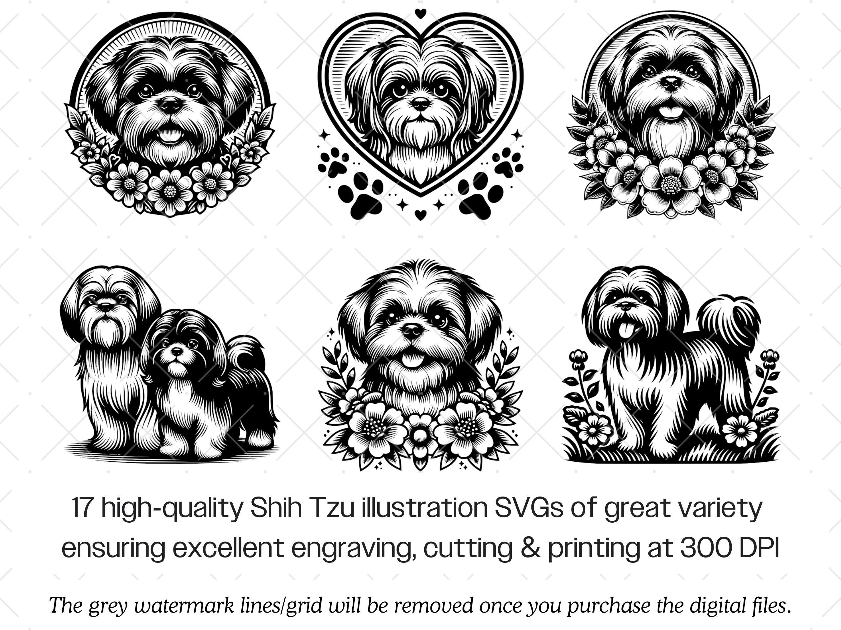 Shih Tzu SVG Bundle Cutting Laser Engraving Files, Toy Dog Clipart PNG ...