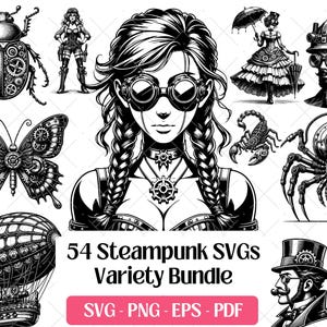 スチームパンクSVGバンドル · 機械仕掛けのビクトリア朝クリップアートPNG · Cricutファイル