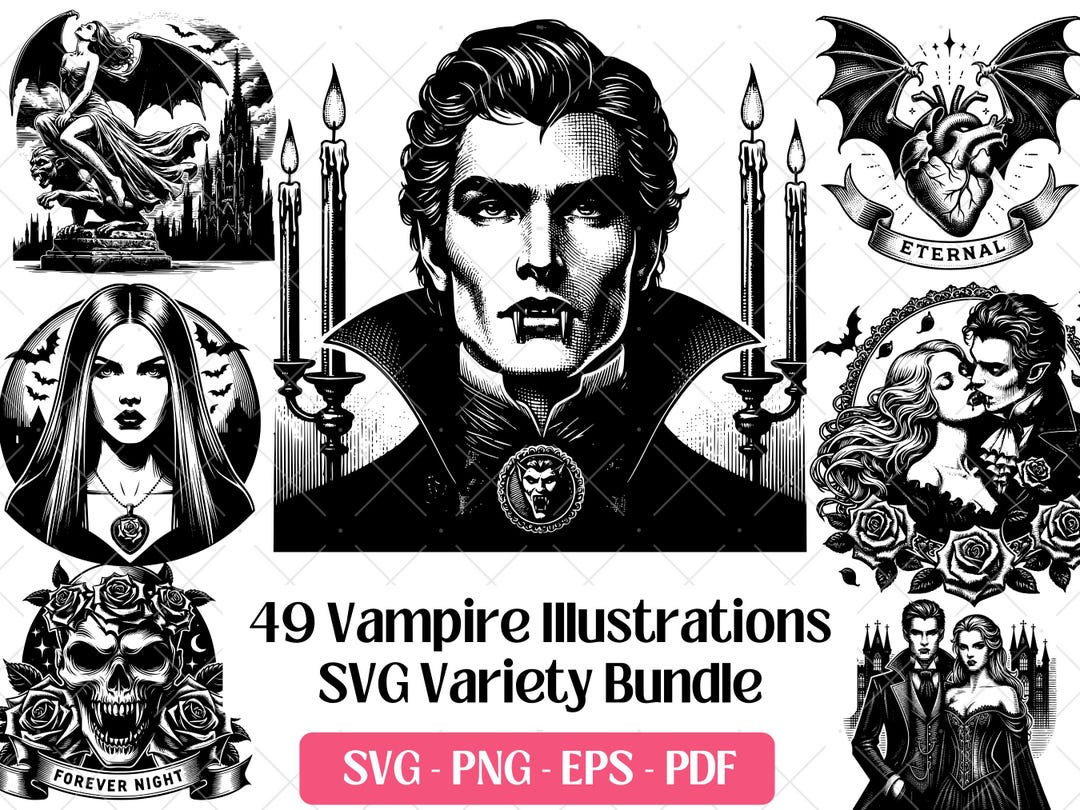 Vampire SVG Bundle · Gothic Halloween Dracula Dark Clipart PNG PDF ...