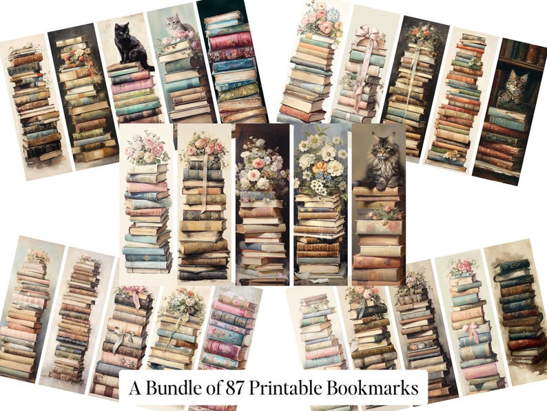 Lot de livres vintage, Pile de SVG · Clipart de journal de lecteur image 3