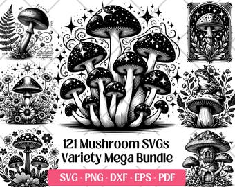 Pilz SVG Bundle · Boho Cottagecore Fliegenpilz Clipart PNG · Cricut