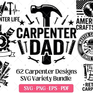 Carpenter SVG Bundle · Woodwork Craftsman Joiner Clipart PNG · Cricut
