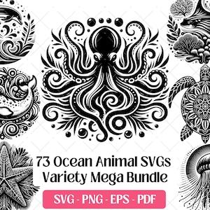 Ozean Tier SVG Bundle · Meereswelt Clipart PNG · Cricut Dateien Bild 1