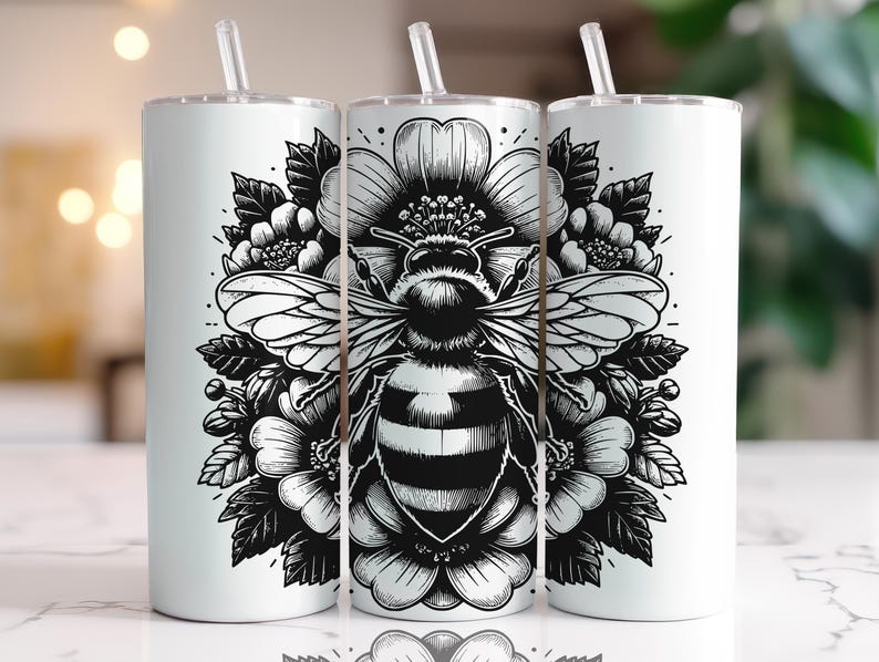 Bi SVG-paket · Blommig honungsbi honung natur Clipart PNG · Cricut bild 6