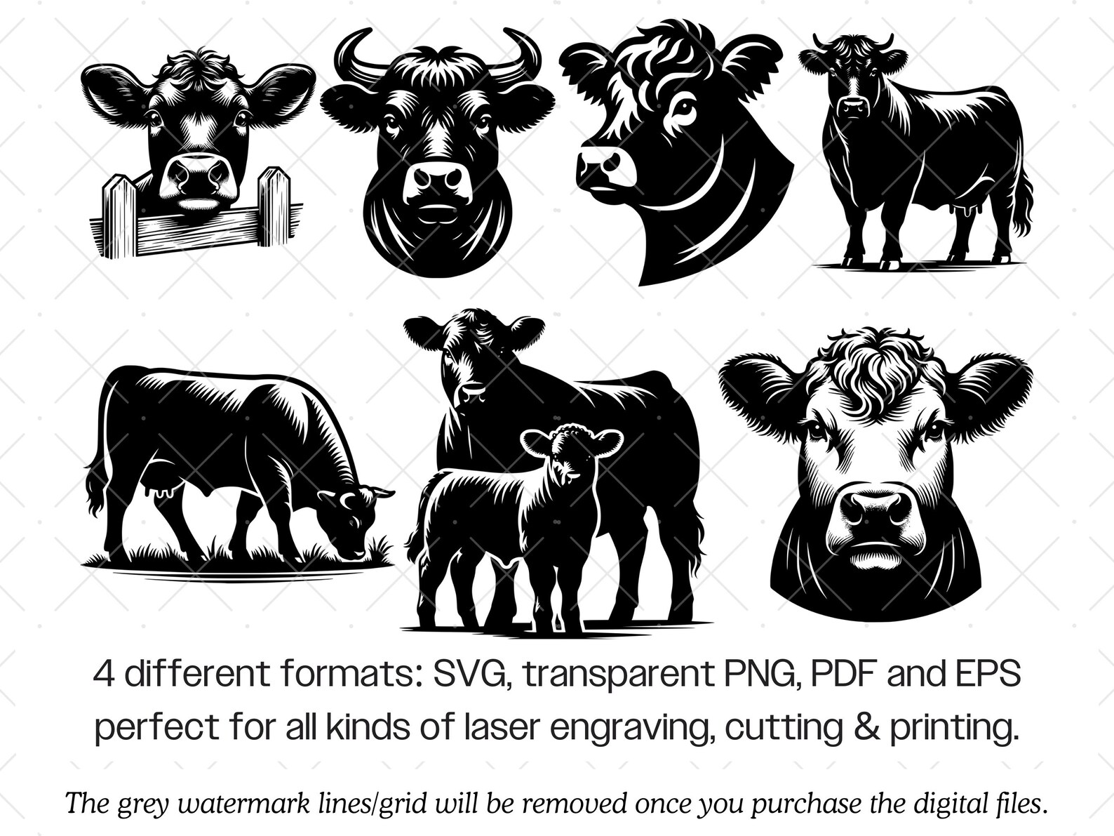 Angus Cow SVG Bundle · Farm Animal Ranch Clipart PNG PDF · Cricut Laser ...