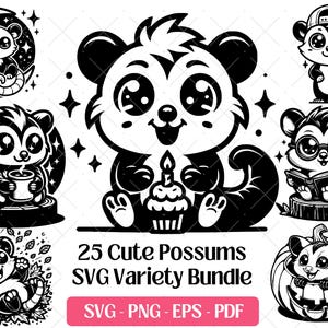 Opossum SVG Bundle, Schneiden Laser Gravur Dateien Vektor PNG Eps Pdf, lustige süße Baby Opossum SVG Opossum Silhouette Clipart Design