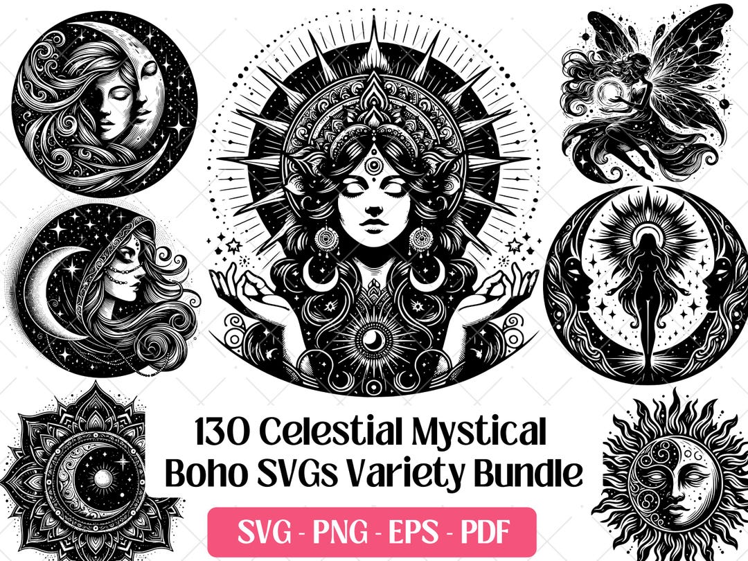 Celestial Boho SVG Bundle · Spiritual Mystical Wiccan Pagan Women ...