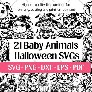 Fichiers SVG Halloween, animaux d'Halloween vectoriels Art Svg, PNG, DXF, Eps, Pdf, saison effrayante Svg pour découpe laser, découpe, conceptions de sublimation Svg