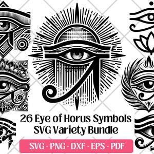 Eye of Horus Symbol SVG Bundle,Cutting Files Vector Art PNG DXF Eps Pdf Laser Engraving Files,Mythology Eygptian Eye of Horus Ra Clipart Svg