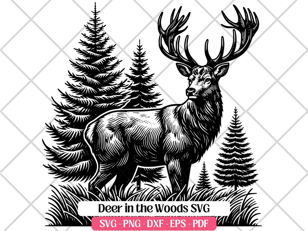 Woodland Deer Portrait SVG · Buck Wildlife Nature Clipart PNG · Cricut ...