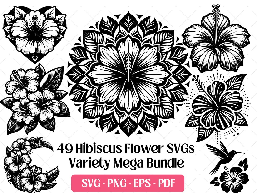 Hibiscus Flower SVG Bundle · Tropical Floral Clipart PNG · Cricut - Etsy