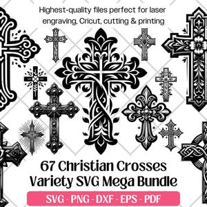 Pacchetto SVG Croce · Simbolo della Croce Cristiana in formato SVG, PNG, DXF, EPS, file per taglio PDF, incisione laser, simbolo religioso cattolico in formato SVG Clipart vettoriale