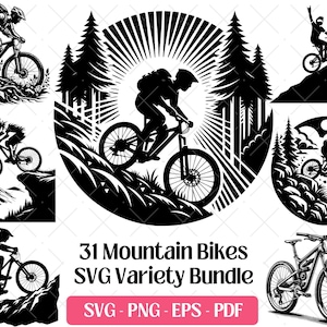Mountain Bike SVG Bundle · Cyclist Rider Trail Clipart PNG · Cricut