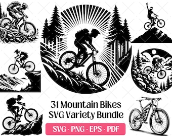 Mountain Bike SVG Bundle · Cyclist Rider Trail Clipart PNG · Cricut