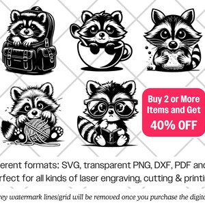 Raccoon SVG Bundle · Funny Baby Animal Clipart PNG · Cricut Files image 10