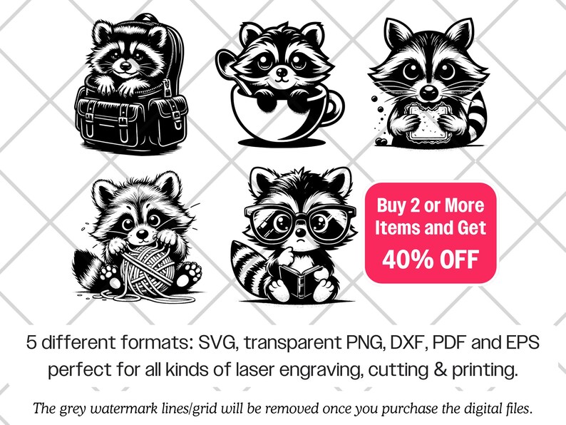 Raccoon SVG Bundle · Funny Baby Animal Clipart PNG · Cricut Files image 10