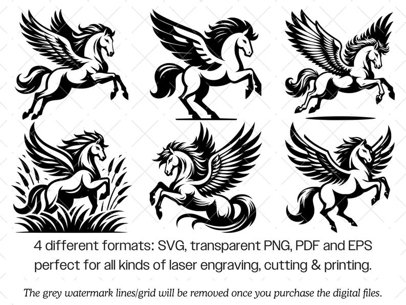 Pegasus SVG Bundle · Mythical Winged Horse Clipart PNG · Cricut Files ...