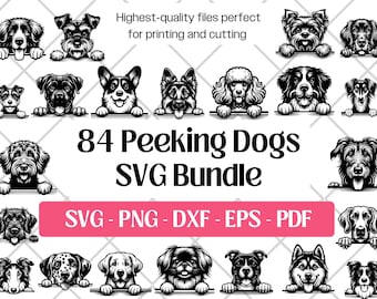 Pacote de imagens SVG de cachorros espiando · Clipart PNG de raças divertidas e peculiares · Cricut