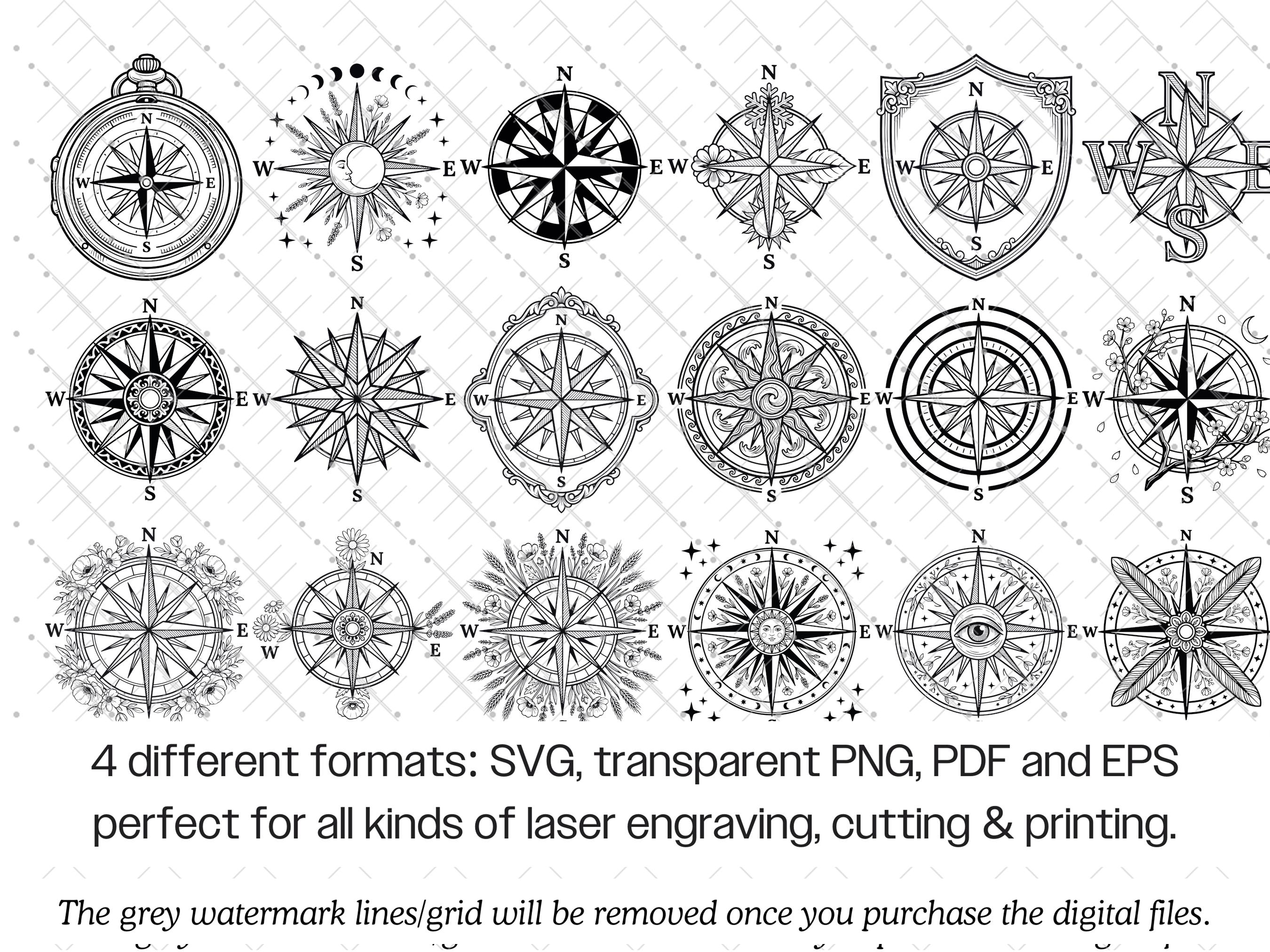 Compass SVG Bundle · Vintage Nautical Travel Clipart PNG · Cricut - Etsy