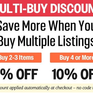 The image is a promotional advertisement for a discount on multiple listing services (MUL) purchases. It offers a 5% discount on the purchase of 2-3 items and a 10% discount on the purchase of 4 or more items. The discount applies automatically at checkout, eliminating the need for a code.