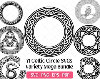 Celtic Knot Circle SVG Bundle · Irish Knotwork Clipart PNG · Cricut