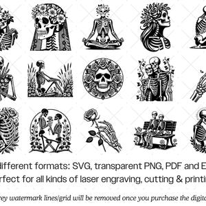 Skelett Liebhaber SVG Bundle · Gothic Schädel Clipart PNG · Cricut Dateien Bild 7