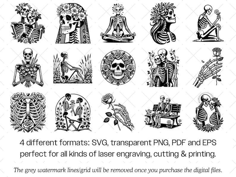 Skelett Liebhaber SVG Bundle · Gothic Schädel Clipart PNG · Cricut Dateien Bild 7