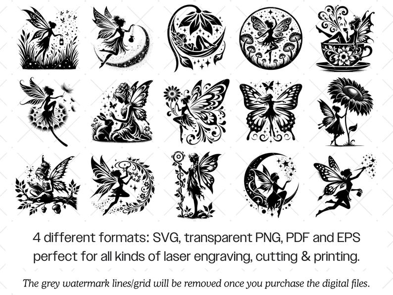 Fairy Silhouette SVG Bundle · Magical Fantasy Clipart PNG · Cricut image 7