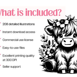 Highland Cow SVG Bundle, Baby Farm Animal Clipart PNG PDF Cricut Files image 10