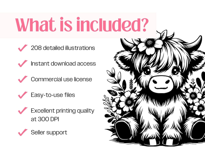 Highland Cow SVG Bundle, Baby Farm Animal Clipart PNG PDF Cricut Files image 10