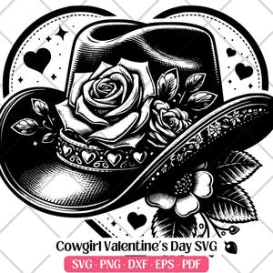 Cowgirl Hat Valentine SVG · Western Heart Love Clipart PNG  · Cricut