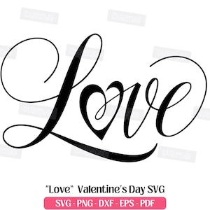 Liebe SVG Schneiden Laser Gravur Datei Png Dxf Eps Pdf, Romantische Liebe Wort Valentinstag SVG, Liebe Elegant SVG Clipart Design Sublimation