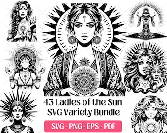 Ladies of the Sun SVG Bundle · Celestial Clipart PNG · Cricut Files