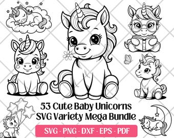 Unicorn SVG Bundle · Whimsical Magical Fantasy Clipart PNG · Cricut