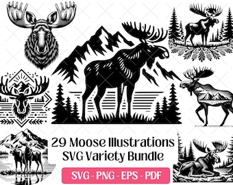 Elch SVG Bundle · Geweih Wald Wildtier Elk Clipart PNG · Cricut