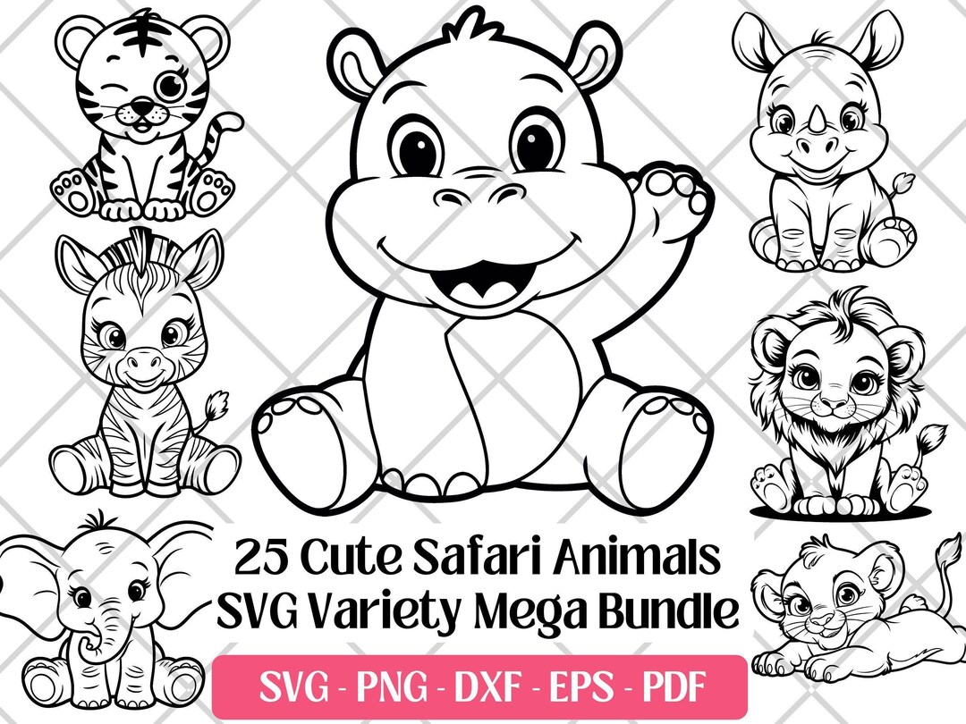 Safari Animals SVG Bundle · Baby African Wildlife Clipart PNG · Cricut ...