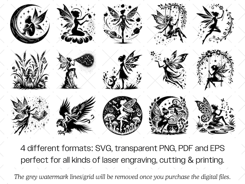 Fairy Silhouette SVG Bundle · Magical Fantasy Clipart PNG · Cricut image 8