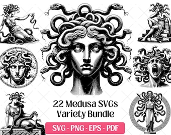 Medusa SVG Bundle · Greek Mythology Gorgon Snake Clipart PNG · Cricut