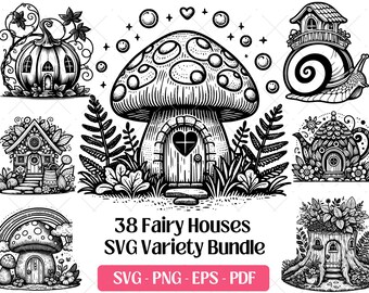 Fairy House SVG-paket · Nyckfull Fantasy Clipart PNG · Cricut-filer