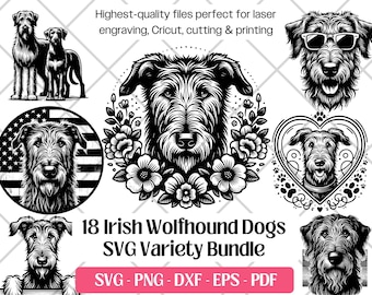 Irish Wolfhound SVG Bundle · Giant Hound Dog Clipart PNG PDF · Cricut Laser Cut Silhouette
