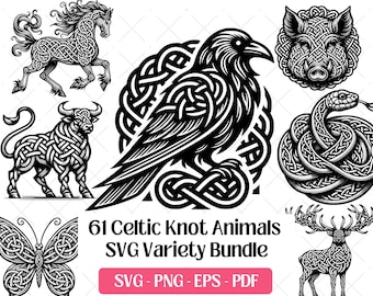 Celtic Knot Animal SVG Bundle · Irish Knotwork Clipart PNG · Cricut