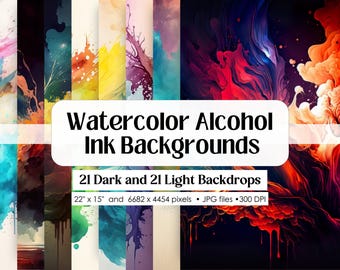Abstract Watercolor Ink Backgrounds Clipart  Bundle · Splash Texture Effect Design · Commercial Use Digital Download