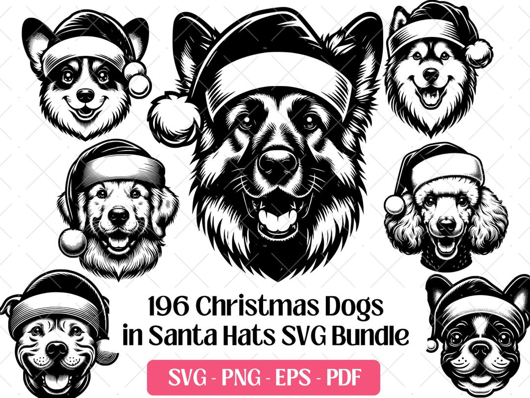 Christmas Dog SVG Bundle · Santa Hat Puppy Clipart PNG · Cricut Files ...
