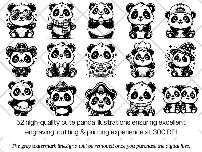 Panda SVG Bundle · Whimsical Funny Cartoon Giant Clipart PNG · Cricut image 3