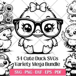 Pacote SVG de pato, arquivos de corte, arte vetorial, PNG, DXF Eps Pdf, arquivos de gravação a laser · Lindo bebê de borracha amante de pato Svg pássaro patinho clipart