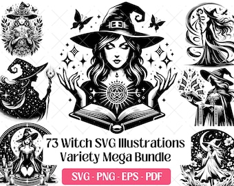 Witch SVG Bundle · Wiccan Pagan Witchcraft Clipart PNG · Cricut Files