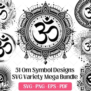 Om Symbol SVG Bundle · Aum Meditation Yoga Clipart PNG · Cricut Files