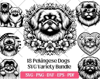 Pekingese SVG Bundle · Toy Fluffy Dog Clipart PNG · Cricut Files