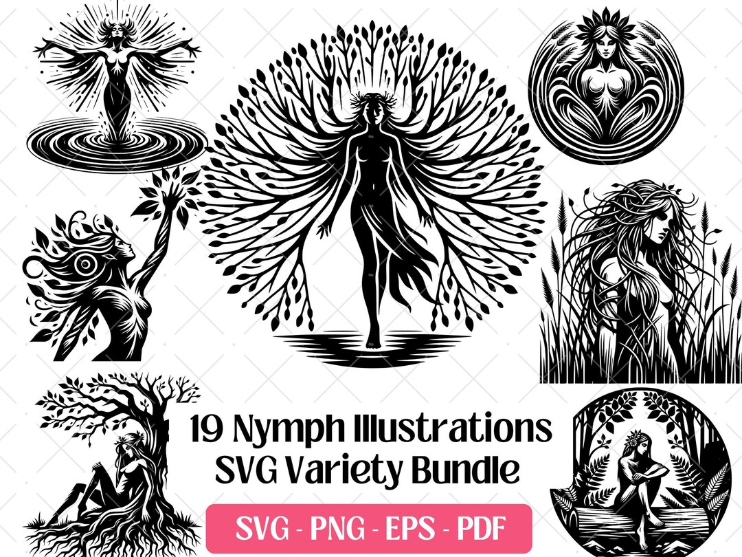 Nymph Vector Nymph SVG Bundle · Mythology Forest Water Spirit Clipart PNG · Cricut ...