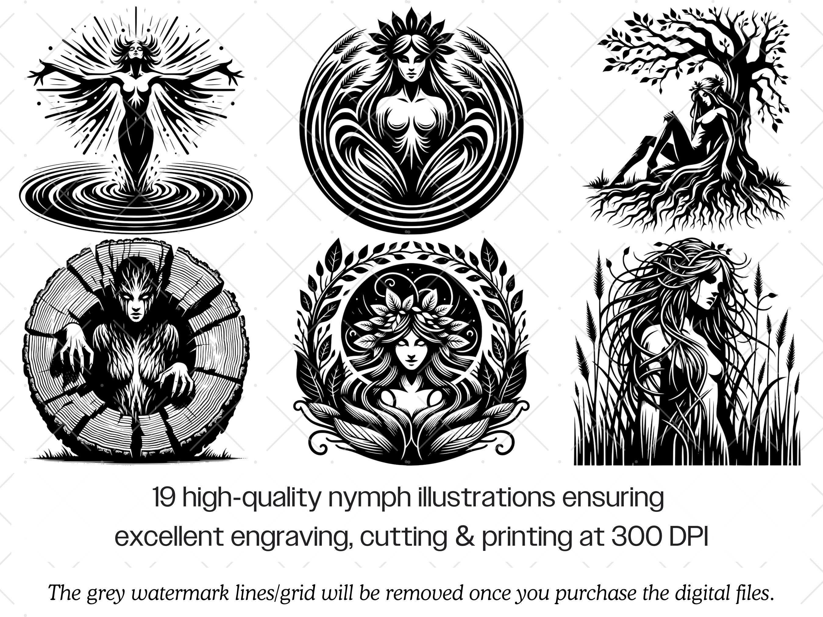 Nymph Vector Nymph SVG Bundle · Mythology Forest Water Spirit Clipart PNG · Cricut ...